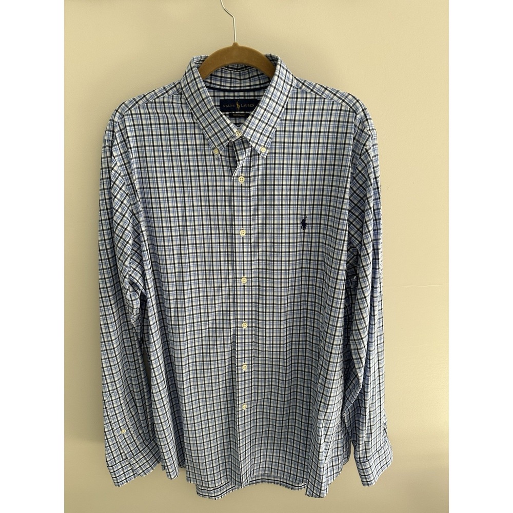 Polo Ralph Lauren Performance Button Down Shirt  Men's Size Xl Plaid Long Sleeve